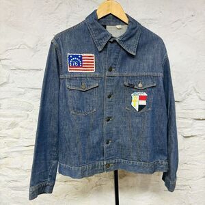Vintage 60s 70s Sears Roebucks Selvedge Denim Jean Jacket w Patches Made in USA